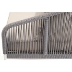 "Канны" диван 3-местный плетеный из роупа, каркас алюминий белый муар, роуп светло-серый круглый, ткань бежевая 15052