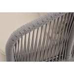 "Канны" диван 3-местный плетеный из роупа, каркас алюминий белый муар, роуп светло-серый круглый, ткань бежевая 15052