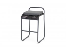 "Ането" стул барный плетеный из роупа, каркас алюминий темно-серый (RAL7024) муар, роуп темно-серый круглый, ткань темно-серая 027 "Ането" стул барный плетеный из роупа, каркас алюминий темно-серый (RAL7024) муар, роуп темно-серый круглый, ткань темно-серая 027