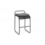 "Ането" стул барный плетеный из роупа, каркас алюминий темно-серый (RAL7024) муар, роуп темно-серый круглый, ткань темно-серая 027