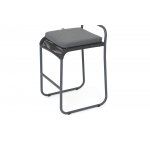 "Ането" стул барный плетеный из роупа, каркас алюминий темно-серый (RAL7024) муар, роуп темно-серый круглый, ткань темно-серая 027