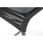 "Ането" стул барный плетеный из роупа, каркас алюминий темно-серый (RAL7024) муар, роуп темно-серый круглый, ткань темно-серая 027