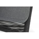 "Ането" стул барный плетеный из роупа, каркас алюминий темно-серый (RAL7024) муар, роуп темно-серый круглый, ткань темно-серая 027