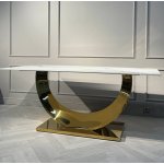 Стол обеденный Прайм IST-801, 180х90х76 см, жемчужный белый/золотой