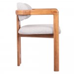 Стул Rich рогожка бежево-голубая с ножками цвета орех