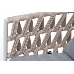 "Диего" кресло плетеное из роупа, каркас алюминий светло-серый (RAL7035) муар, роуп бежевый круглый, ткань светло-серая