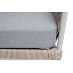 "Диего" кресло плетеное из роупа, каркас алюминий светло-серый (RAL7035) муар, роуп бежевый круглый, ткань светло-серая