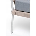 "Диего" кресло плетеное из роупа, каркас алюминий светло-серый (RAL7035) муар, роуп бежевый круглый, ткань светло-серая