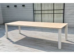 "Прага" обеденный стол с тиковой столешницей и алюминиевым каркасом