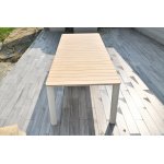 "Прага" обеденный стол с тиковой столешницей и алюминиевым каркасом "Прага" обеденный стол с тиковой столешницей и алюминиевым каркасом