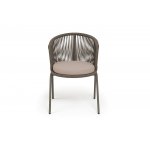 "Люксембург" стул плетеный из роупа, каркас из стали бежево-серый (RAL7006) муар, роуп коричневый круглый, ткань Mossle бежевая