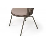 "Люксембург" стул плетеный из роупа, каркас из стали бежево-серый (RAL7006) муар, роуп коричневый круглый, ткань Mossle бежевая