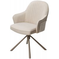 Стул RIKARD 360 град. кремовый RIELY-111 /PRESENT-120, шенилл - велюр / латте каркас, ®DISAUR