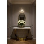 Стол-консоль Прайм IST-803,120х40х78 см, жемчужный белый/золотой