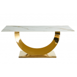 Стол обеденный Прайм IST-801, 180х90х76 см, жемчужный белый/золотой