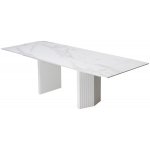 Стол МОЦАРТ 200 Белый мрамор, стекло / Белый М-City