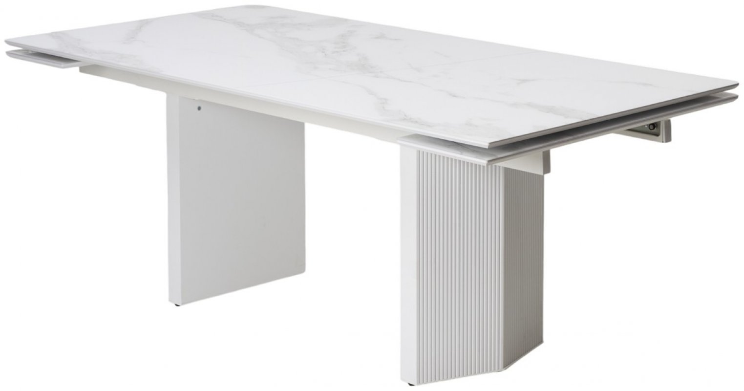 Стол МОЦАРТ 200 Белый мрамор, стекло / Белый М-City
