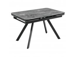 Стол Arthur раскладной 120-184x80x75см, керамогранит серый мрамор Greys Grey, чёрный