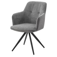 Стул НОРМАН 360 град., цвет BELLA-13/CYPRUS-10 серый, шенилл/замша / черный каркас М-City
