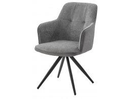 Стул НОРМАН 360 град., цвет BELLA-13/CYPRUS-10 серый, шенилл/замша / черный каркас М-City