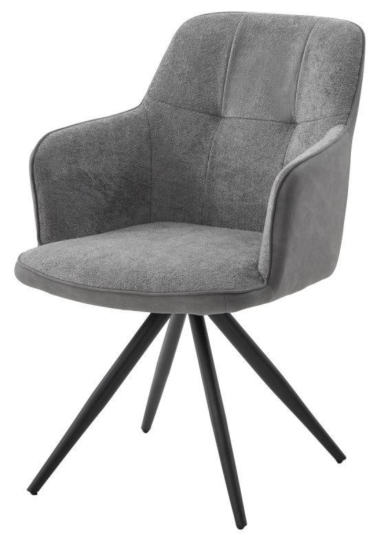 Стул НОРМАН 360 град., цвет BELLA-13/CYPRUS-10 серый, шенилл/замша / черный каркас М-City