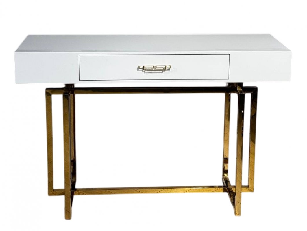 Стол-консоль Гарда-1 P-MJ-003, 120х40х76 см, белый/золото Стол-консоль Гарда-1 P-MJ-003, 120х40х76 см, белый/золото