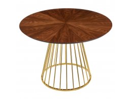 Стол Liverpool диам.110см, шпон орех лучевой набор, с золотистыми ножками