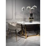 Стол обеденный Ланс DT-2852M,160х90х75 см, белая керамика/золотой