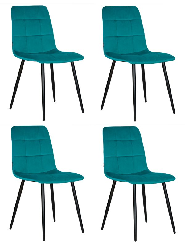 Набор 4 шт Стул обеденный DOBRIN CHILLY, Морской волны Holland 56, основание черное