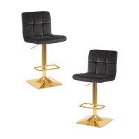 Набор 2 шт Стул барный DOBRIN GOLDIE, черный велюр (MJ9-101)
