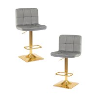 Набор 2 шт Стул барный DOBRIN GOLDIE, серый велюр (MJ9-75)