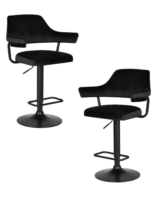 Набор 2 шт Стул барный DOBRIN CHARLY BLACK, черный велюр (MJ9-101)