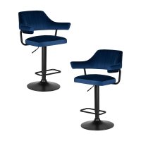 Набор 2 шт Стул барный DOBRIN CHARLY BLACK, синий велюр (MJ9-117)