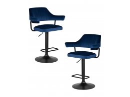 Набор 2 шт Стул барный DOBRIN CHARLY BLACK, синий велюр (MJ9-117) Набор 2 шт Стул барный DOBRIN CHARLY BLACK, синий велюр (MJ9-117)