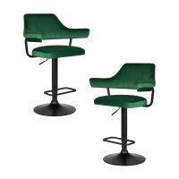 Набор 2 шт Стул барный DOBRIN CHARLY BLACK, зеленый велюр (MJ9-88)