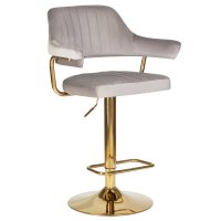 Стул барный DOBRIN CHARLY GOLD, серый велюр (MJ9-75)