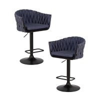 Набор 2 шт Стул барный DOBRIN LEON, синяя ткань (LAR-275-29)