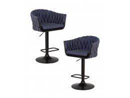 Набор 2 шт Стул барный DOBRIN LEON, синяя ткань (LAR-275-29)