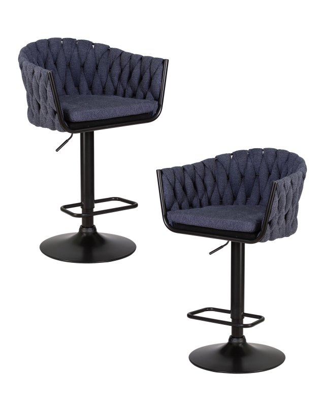 Набор 2 шт Стул барный DOBRIN LEON, синяя ткань (LAR-275-29)