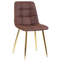 Стул обеденный DOBRIN ALEX, золотые ножки, коричневая микрофибра (PK-03)