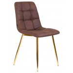 Стул обеденный DOBRIN ALEX, золотые ножки, коричневая микрофибра (PK-03)