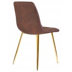 Стул обеденный DOBRIN ALEX, золотые ножки, коричневая микрофибра (PK-03)