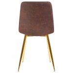 Стул обеденный DOBRIN ALEX, золотые ножки, коричневая микрофибра (PK-03)