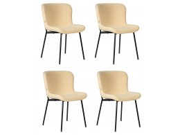 Набор 4 шт Стул обеденный DOBRIN MILO, черные ножки, кремовый букле (UF992-02)