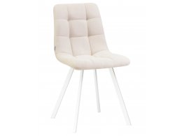 Стул обеденный DOBRIN ALEX SQUARE, белые ножки, кремовая ткань (UF860-01B)