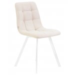 Стул обеденный DOBRIN ALEX SQUARE, белые ножки, кремовая ткань (UF860-01B)