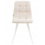 Стул обеденный DOBRIN ALEX SQUARE, белые ножки, кремовая ткань (UF860-01B)