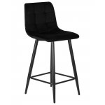 Стул полубарный DOBRIN OLIVIA, черные матовые ножки, черный велюр (108-77)