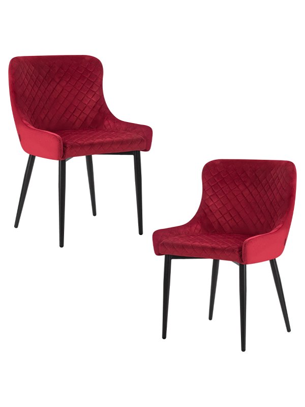Набор 2 шт Стул обеденный DOBRIN RICHARD, черные матовые ножки, бордовый велюр (V108-85)