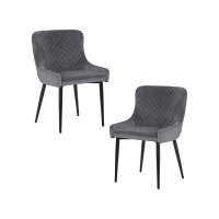 Набор 2 шт Стул обеденный DOBRIN RICHARD, черные матовые ножки, темно-серый велюр (V108-91)